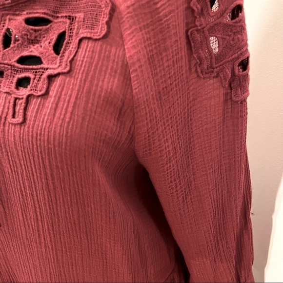 Free People Scarlet lace embroidered eyelet cotton boho mini dress. Peasant. M - Picture 6 of 12